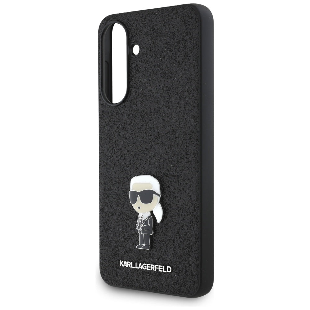 Fodral för Samsung Galaxy A36 A366, Karl Lagerfeld, Glitter Fixed Ikonik Karl, Svart