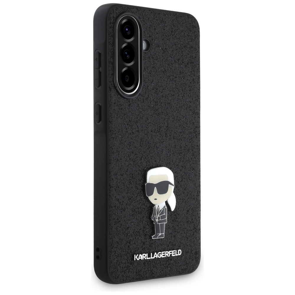 Fodral för Samsung Galaxy A36 A366, Karl Lagerfeld, Glitter Fixed Ikonik Karl, Svart