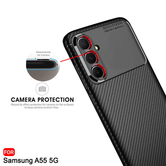 Fodral för Samsung Galaxy A55 5G A556, Techsuit, CarbonFiber, Svart