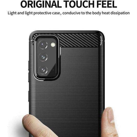 Mobilskal för Samsung Galaxy S20 FE 2022 G781 / S20 FE 5G G781 / S20 FE G780, Techsuit, Kolfiber, Svart