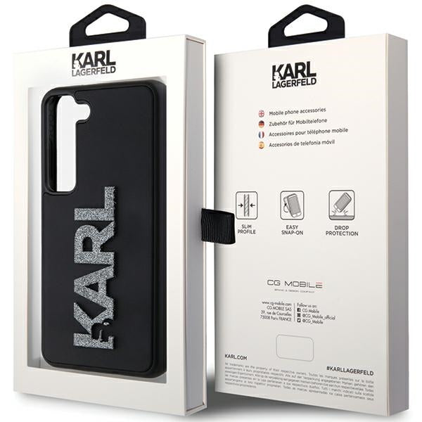 Fodral för Samsung Galaxy S23+ S916, Karl Lagerfeld, 3D Rubber Glitter Logo, Svart