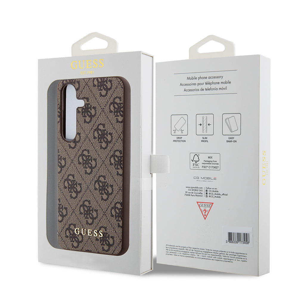 Fodral för Samsung Galaxy S24+ S926, Guess, 4G Metal Gold Logo, Brun