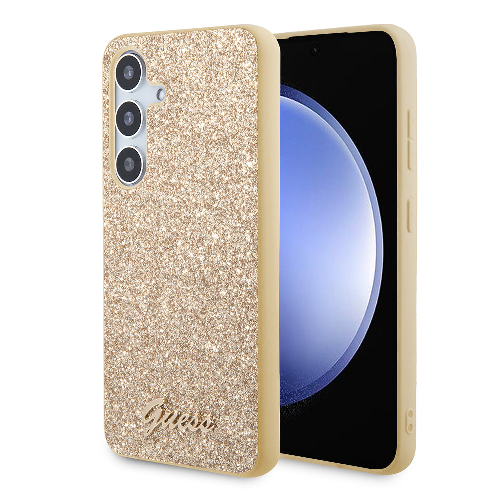 Fodral för Samsung Galaxy S24+ S926, Guess, Glitter Script, Guld