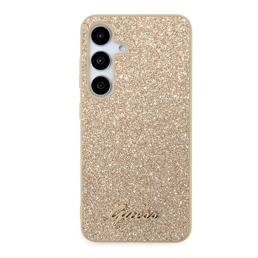 Fodral för Samsung Galaxy S24+ S926, Guess, Glitter Script, Guld