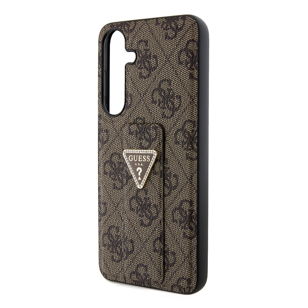 Fodral för Samsung Galaxy S24+ S926, Guess, Grip Stand 4G Triangle Strass, Brun