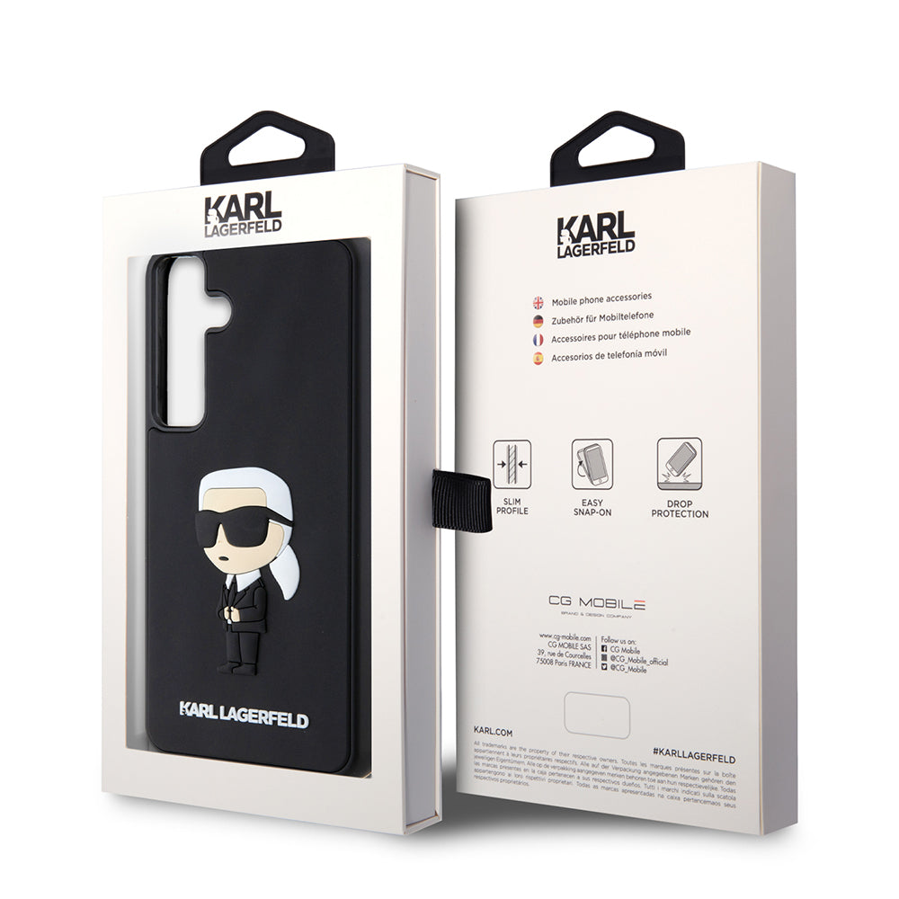 Skyddsfodral för Samsung Galaxy S24+ S926, Karl Lagerfeld, 3D Rubber Ikonik Karl, Svart