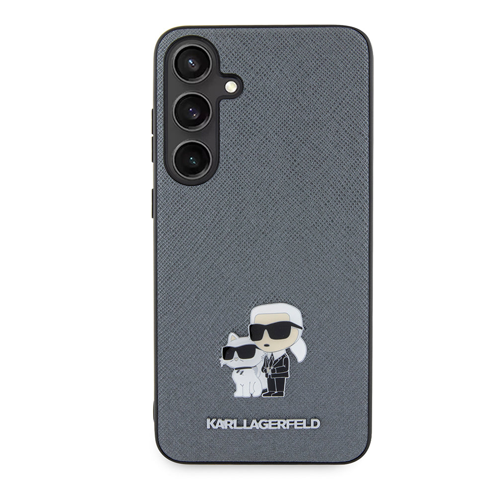 Fodral för Samsung Galaxy S24+ S926, Karl Lagerfeld, Saffiano Karl & Choupette Metal, Grå