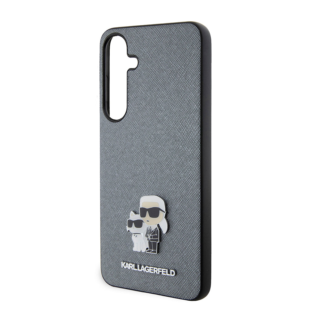 Fodral för Samsung Galaxy S24+ S926, Karl Lagerfeld, Saffiano Karl & Choupette Metal, Grå
