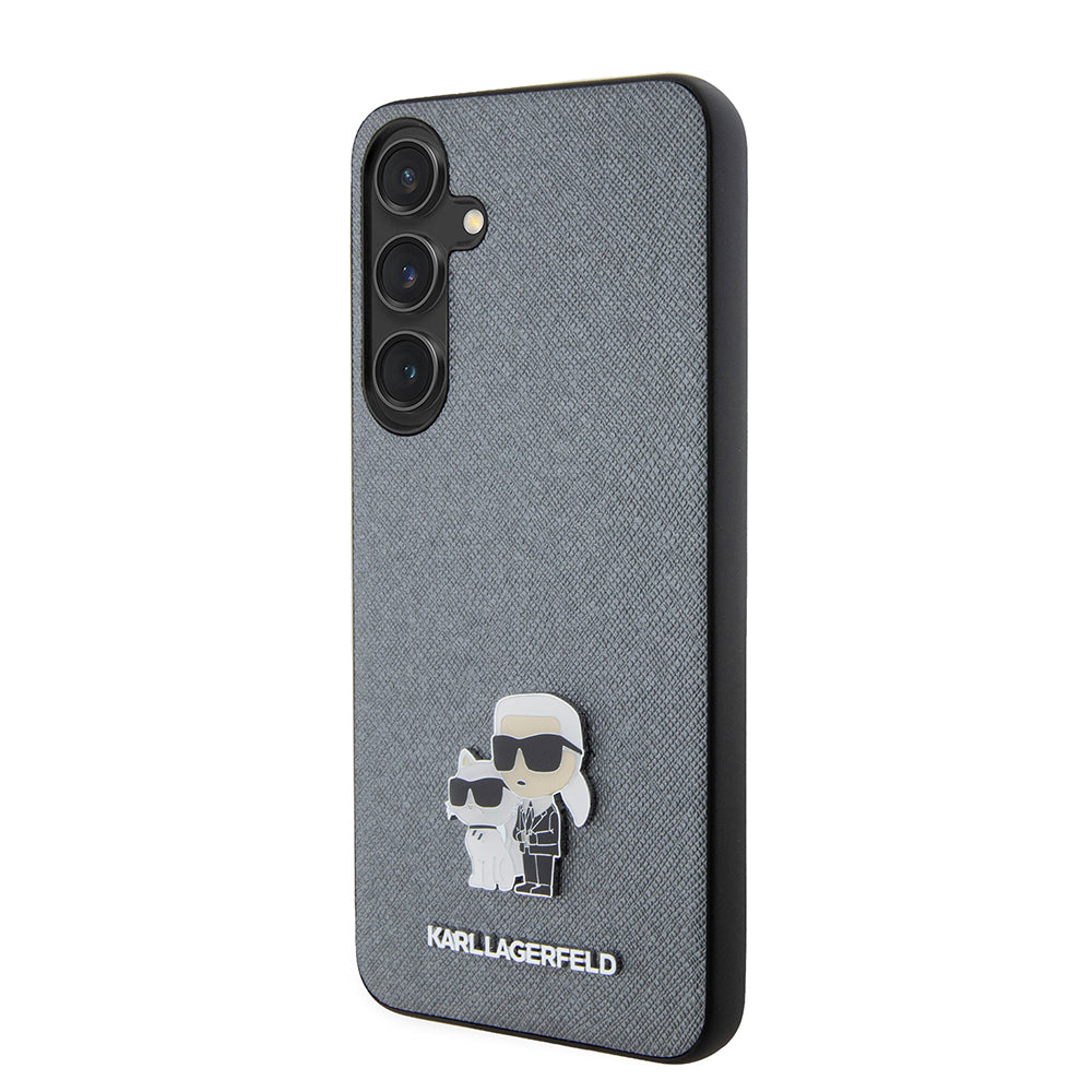 Fodral för Samsung Galaxy S24+ S926, Karl Lagerfeld, Saffiano Karl & Choupette Metal, Grå