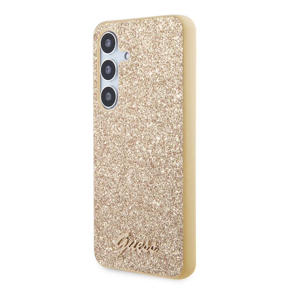 Fodral för Samsung Galaxy S24 S921, Guess, Glitter Script, Guld