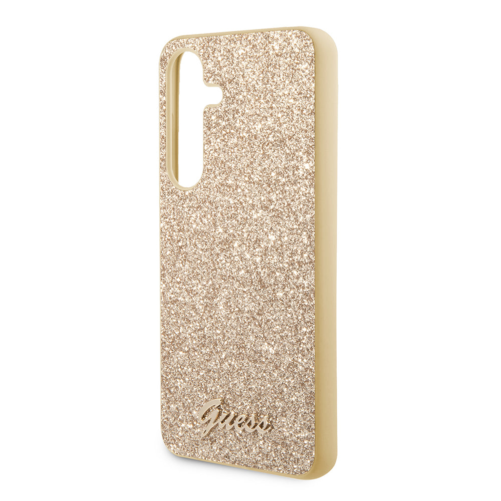 Fodral för Samsung Galaxy S24 S921, Guess, Glitter Script, Guld