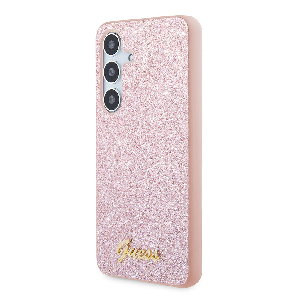 Fodral för Samsung Galaxy S24 S921, Guess, Glitter Script, Rosa