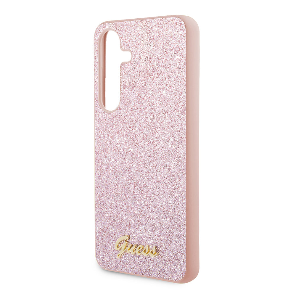 Fodral för Samsung Galaxy S24 S921, Guess, Glitter Script, Rosa