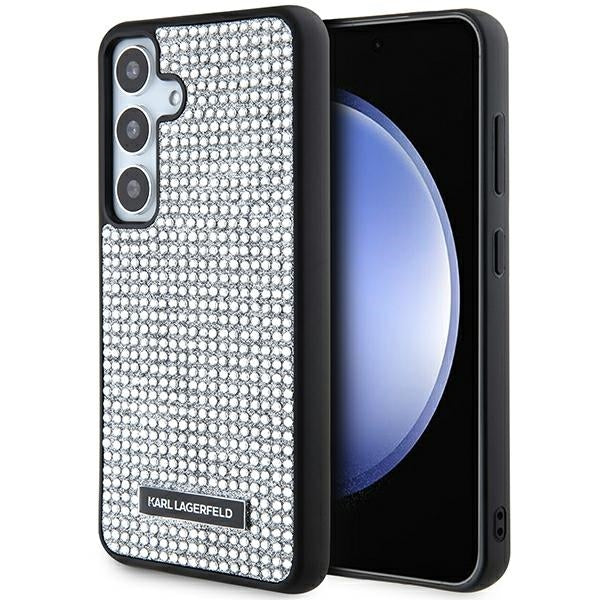 Fodral för Samsung Galaxy S24 S921, Karl Lagerfeld, Rhinestone Metal Plate, Silver