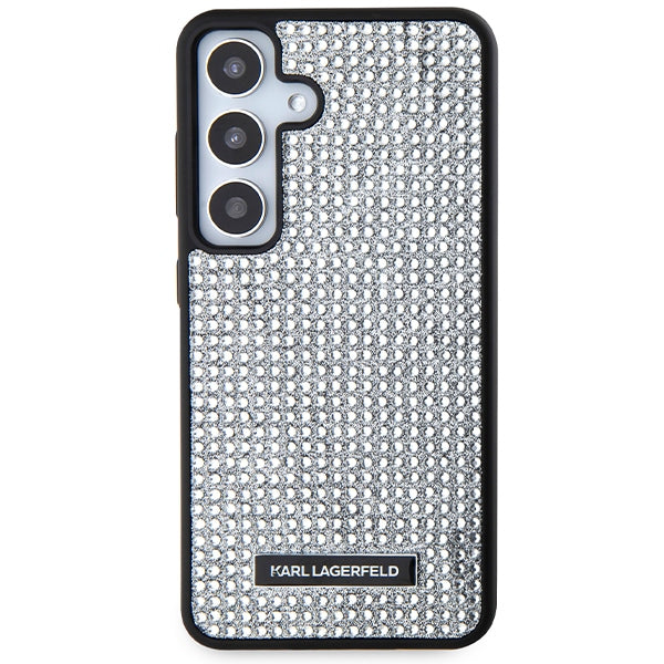 Fodral för Samsung Galaxy S24 S921, Karl Lagerfeld, Rhinestone Metal Plate, Silver