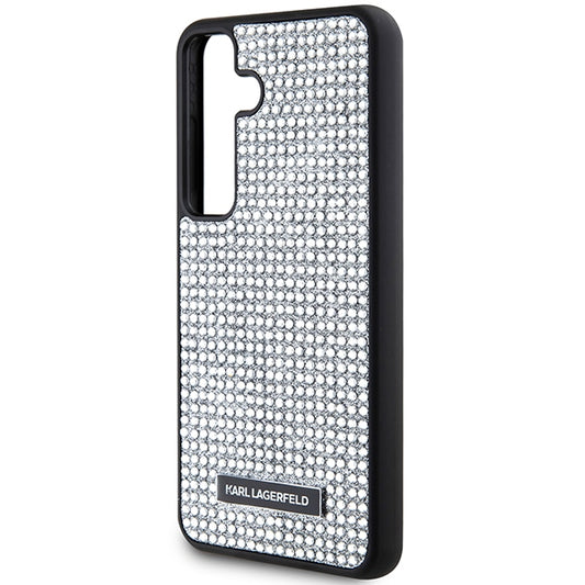 Fodral för Samsung Galaxy S24 S921, Karl Lagerfeld, Rhinestone Metal Plate, Silver