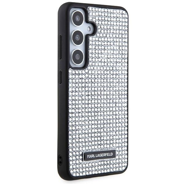 Fodral för Samsung Galaxy S24 S921, Karl Lagerfeld, Rhinestone Metal Plate, Silver