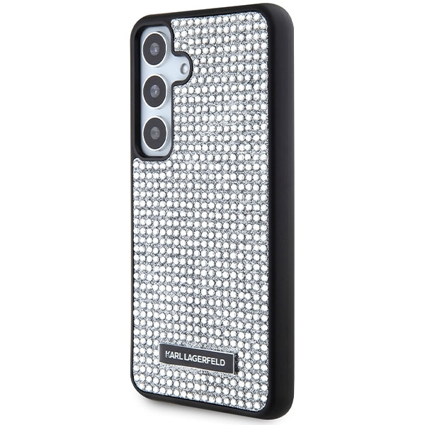 Fodral för Samsung Galaxy S24 S921, Karl Lagerfeld, Rhinestone Metal Plate, Silver