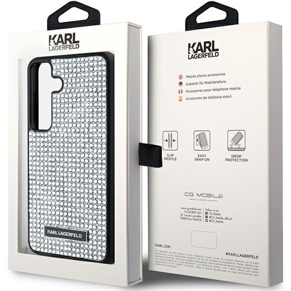 Fodral för Samsung Galaxy S24 S921, Karl Lagerfeld, Rhinestone Metal Plate, Silver