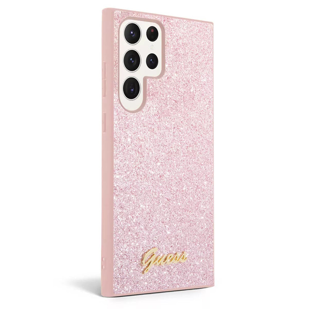Fodral för Samsung Galaxy S24 Ultra S928, Guess, Glitter Script, Rosa