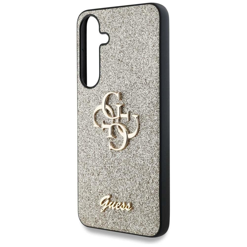 Fodral för Samsung Galaxy S25+ S936, Guess, Glitter Big 4G Script, Guld