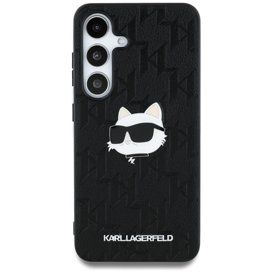 Fodral för Samsung Galaxy S25+ S936, Karl Lagerfeld, Monogram Choupette's Head, Svart