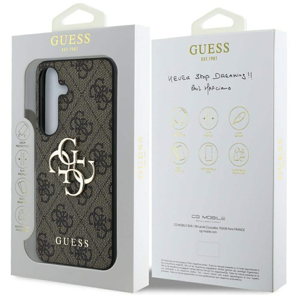 Fodral för Samsung Galaxy S25 S931, Guess, 4G Big Logo, Brun