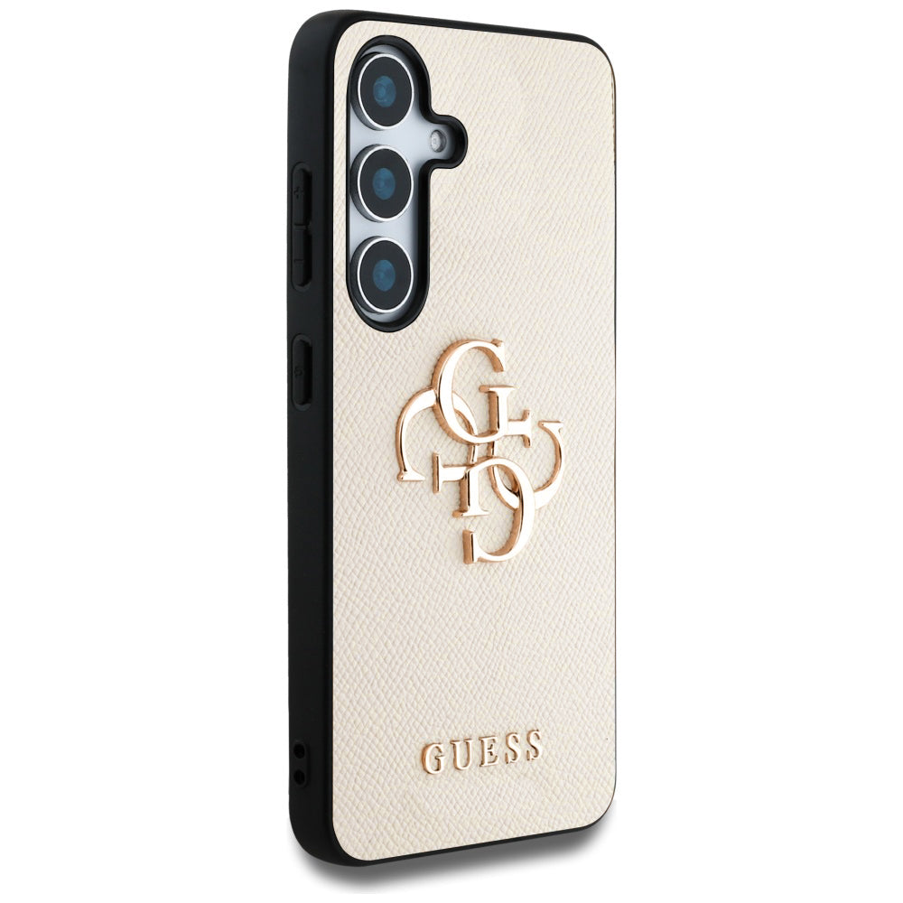 Fodral för Samsung Galaxy S25 S931, Guess, 4G Grained Big and Classic Logo, Beige