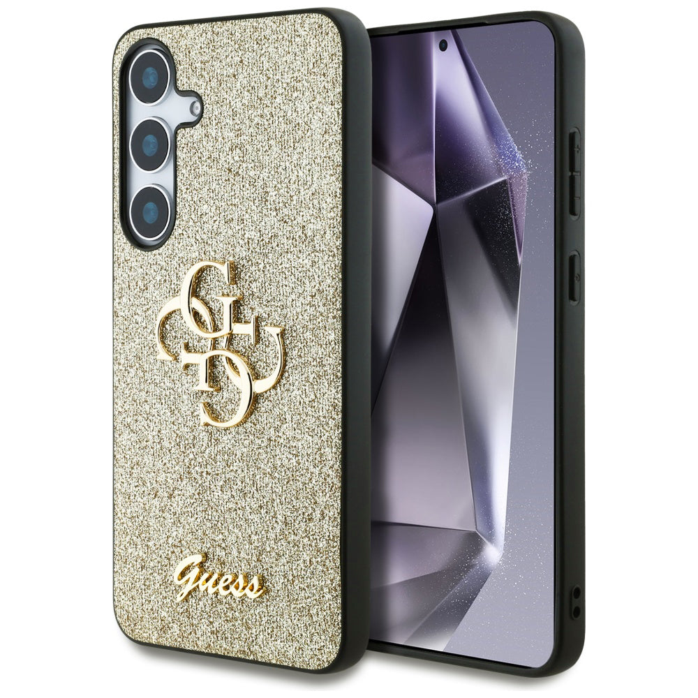 Fodral för Samsung Galaxy S25 S931, Guess, Glitter Big 4G Script, Guld