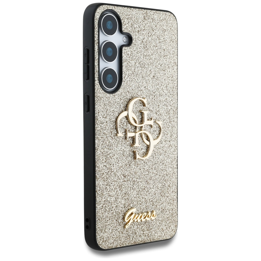 Fodral för Samsung Galaxy S25 S931, Guess, Glitter Big 4G Script, Guld