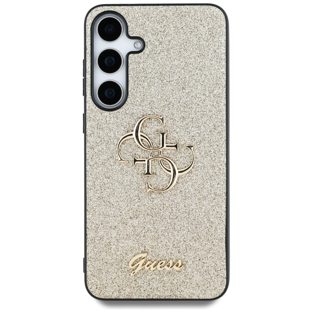 Fodral för Samsung Galaxy S25 S931, Guess, Glitter Big 4G Script, Guld