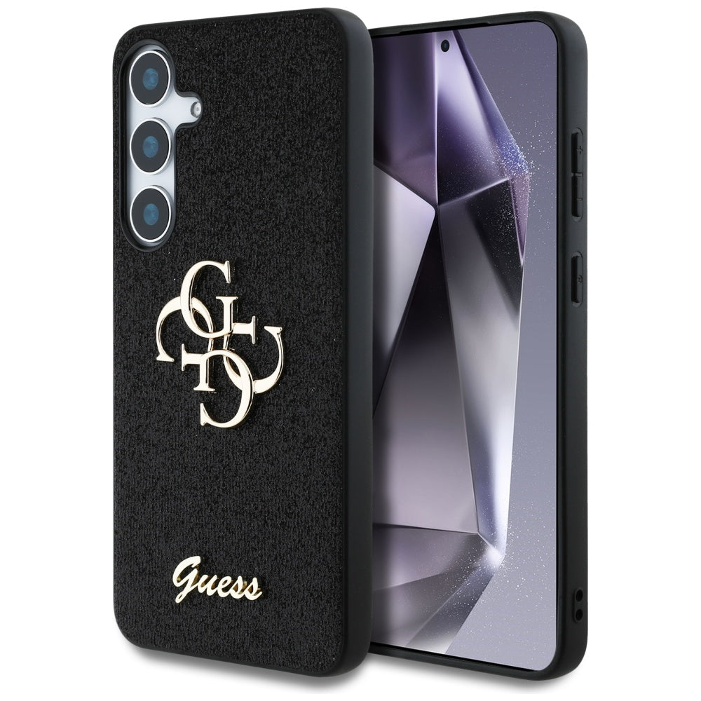 Fodral för Samsung Galaxy S25 S931, Guess, Glitter Big 4G Script, Svart
