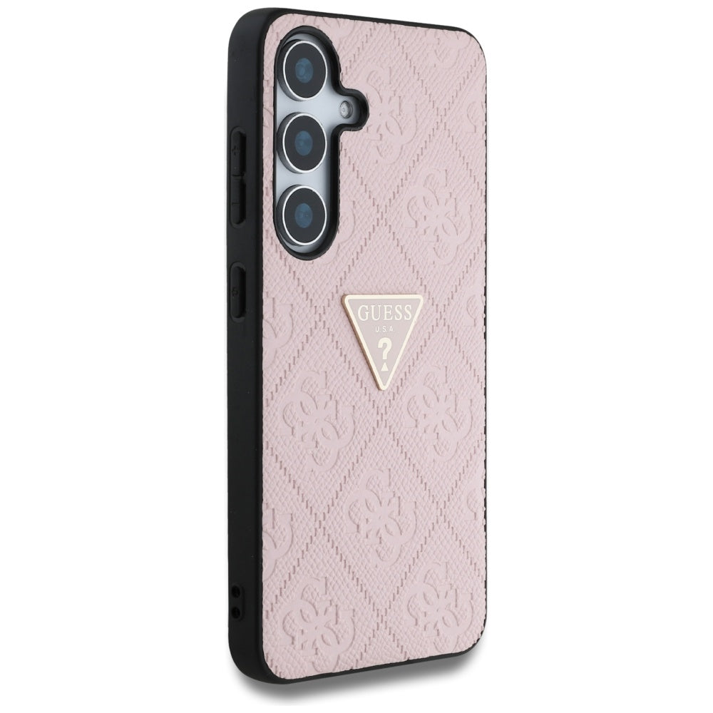 Fodral för Samsung Galaxy S25 S931, Guess, Grained Hot Stamp 4G Triangle, Rosa