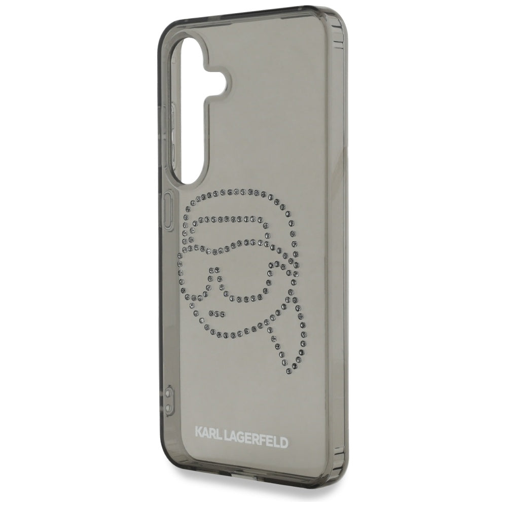 Fodral för Samsung Galaxy S25 S931, Karl Lagerfeld, IML Rhinestones Karl's Head, Svart