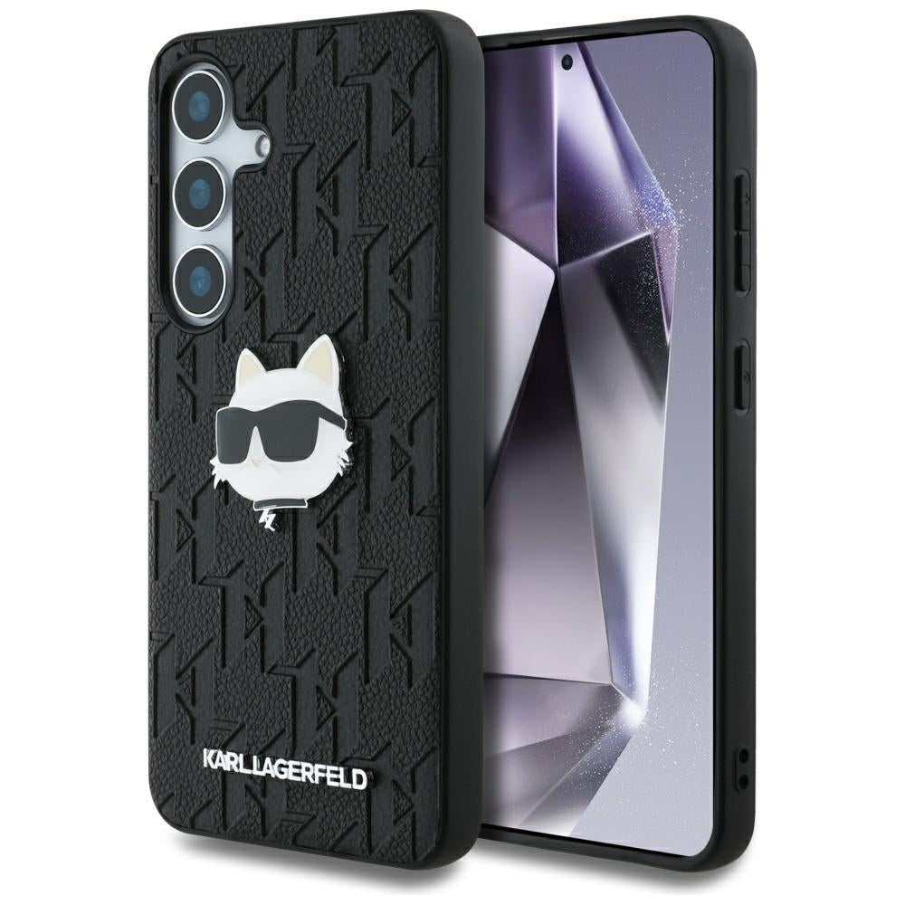 Fodral för Samsung Galaxy S25 S931, Karl Lagerfeld, Monogram Choupette's Head, Svart