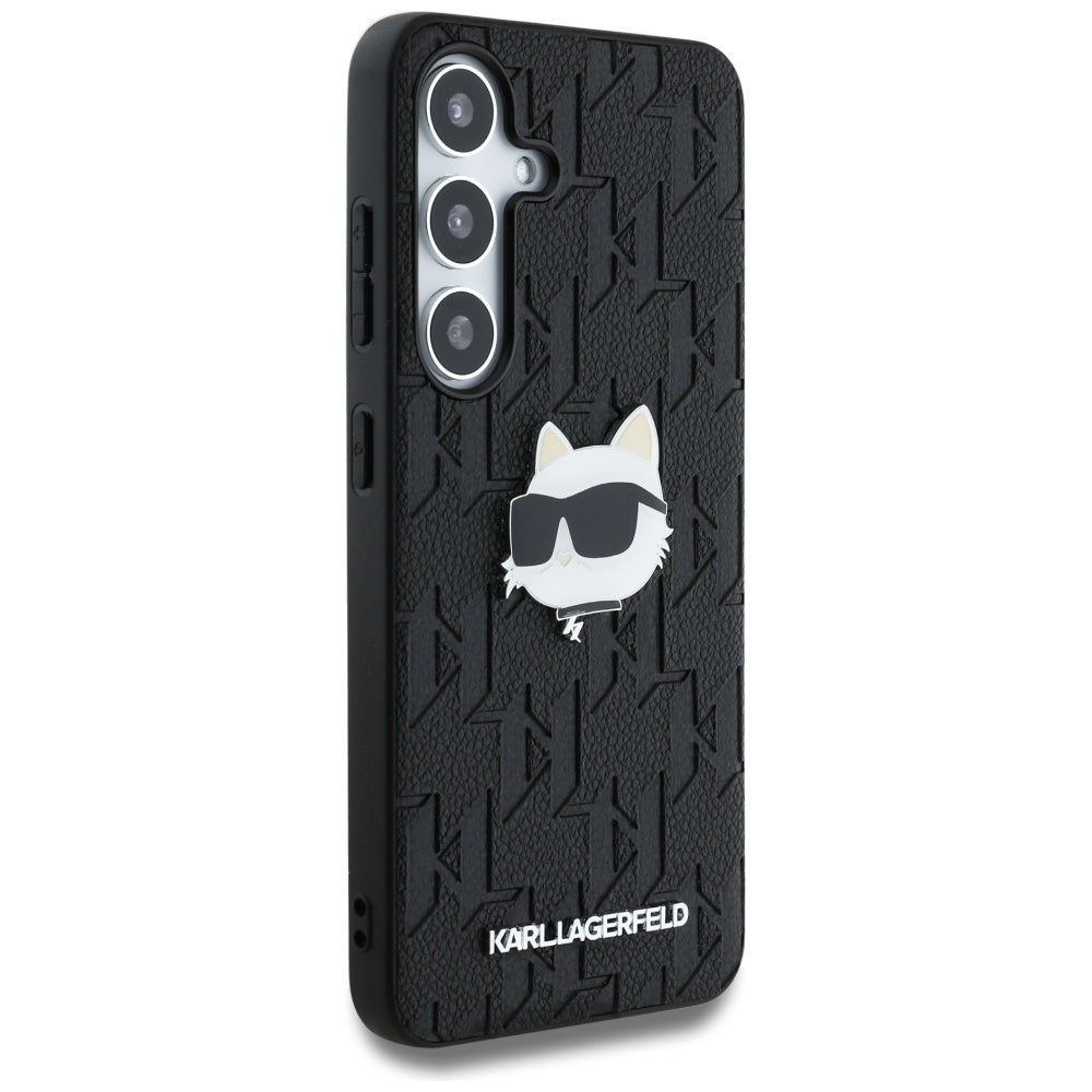 Fodral för Samsung Galaxy S25 S931, Karl Lagerfeld, Monogram Choupette's Head, Svart