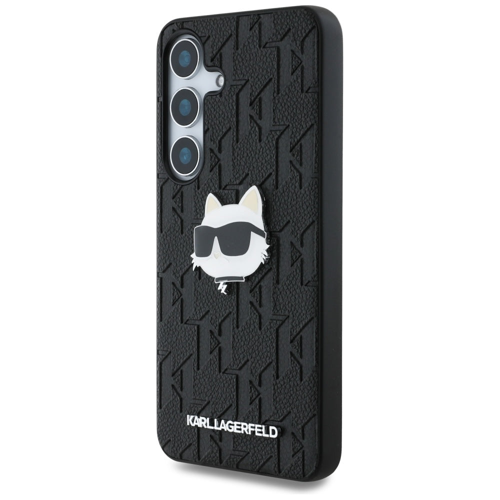 Fodral för Samsung Galaxy S25 S931, Karl Lagerfeld, Monogram Choupette's Head, Svart