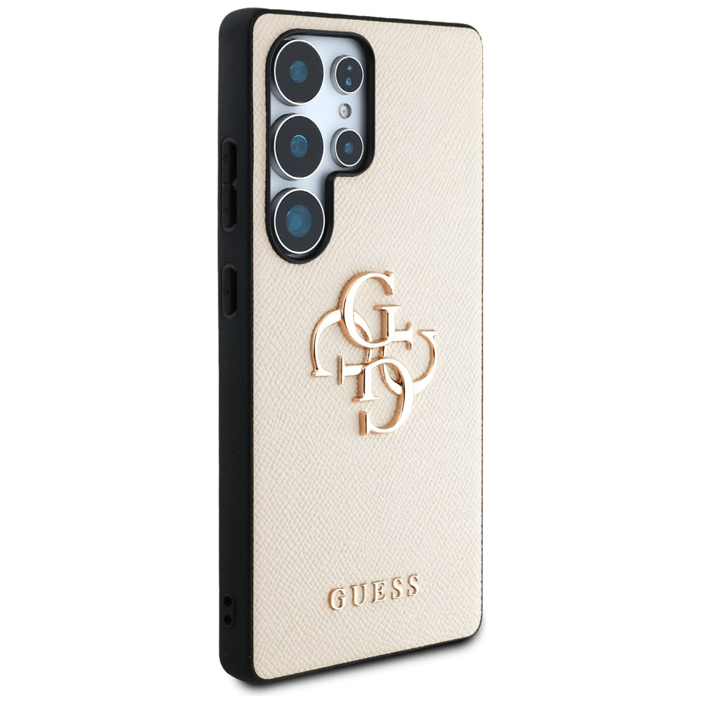Fodral för Samsung Galaxy S25 Ultra S938, Guess, 4G Grained Big and Classic Logo, Beige