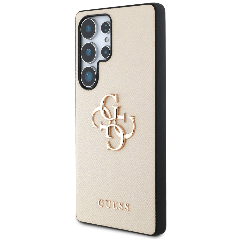 Fodral för Samsung Galaxy S25 Ultra S938, Guess, 4G Grained Big and Classic Logo, Beige