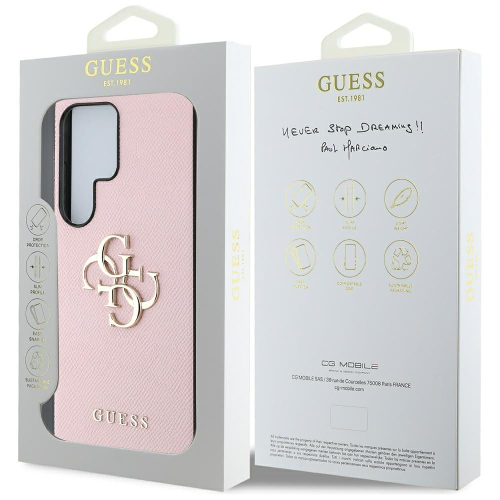 Fodral för Samsung Galaxy S25 Ultra S938, Guess, 4G Grained Big and Classic Logo, Rosa