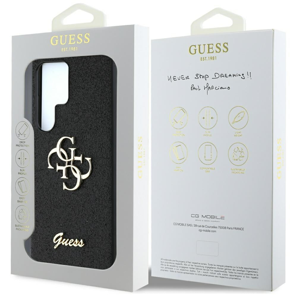 Fodral för Samsung Galaxy S25 Ultra S938, Guess, Glitter Big 4G Script, Svart