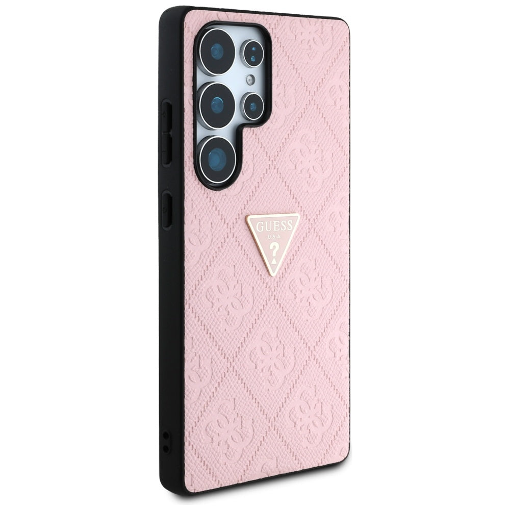 Fodral för Samsung Galaxy S25 Ultra S938, Guess, Grained Hot Stamp 4G Triangle, Rosa
