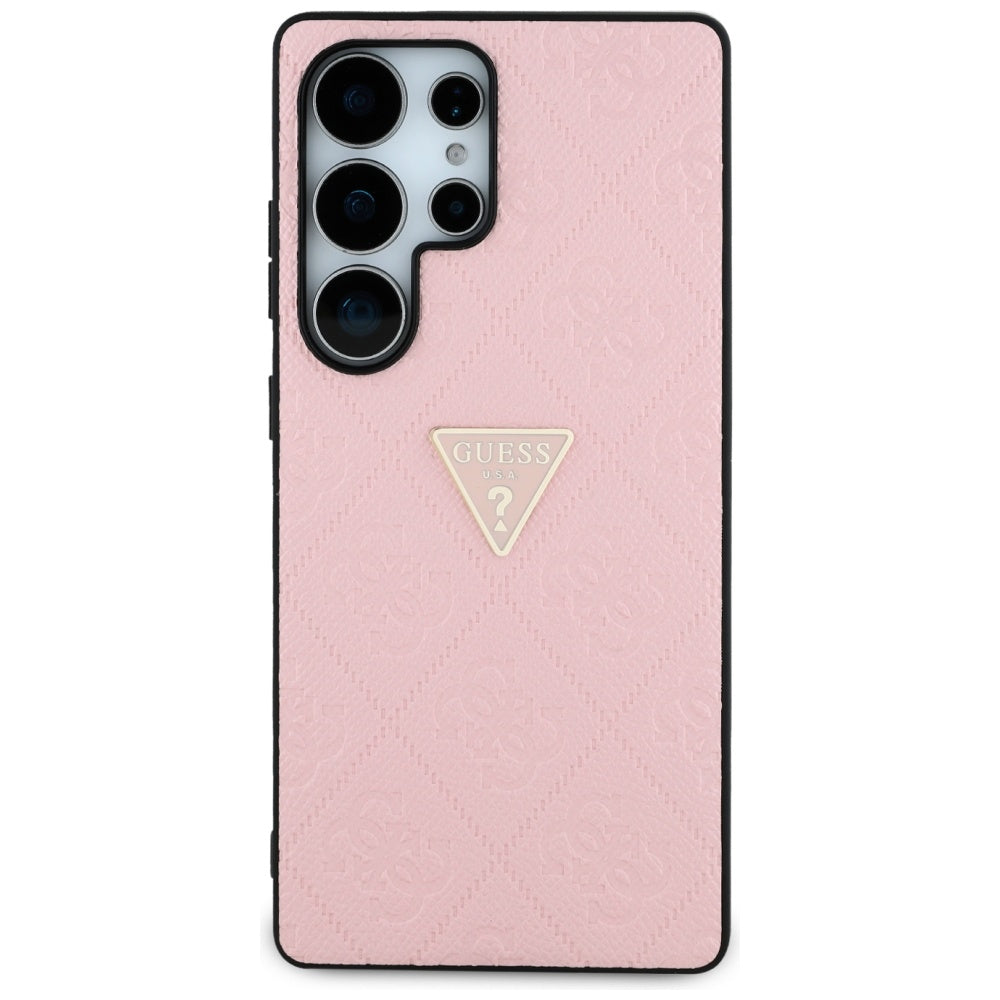 Fodral för Samsung Galaxy S25 Ultra S938, Guess, Grained Hot Stamp 4G Triangle, Rosa