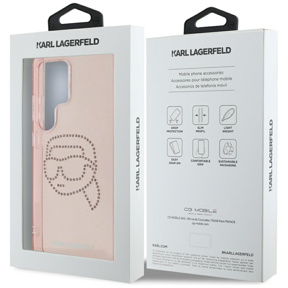 Fodral för Samsung Galaxy S25 Ultra S938, Karl Lagerfeld, IML Luxury Karl's Head, Rosa
