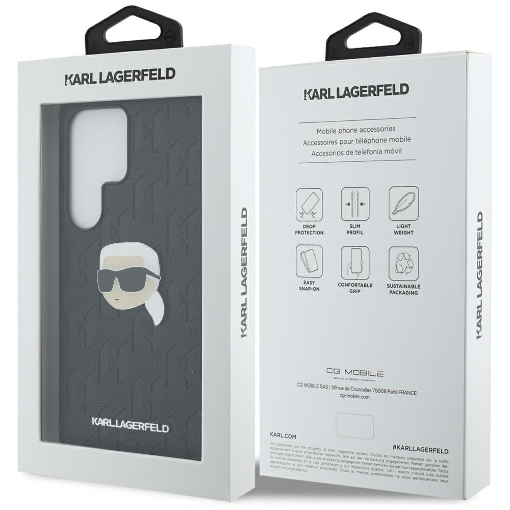 Fodral för Samsung Galaxy S25 Ultra S938, Karl Lagerfeld, Monogram Karl's Head, Svart