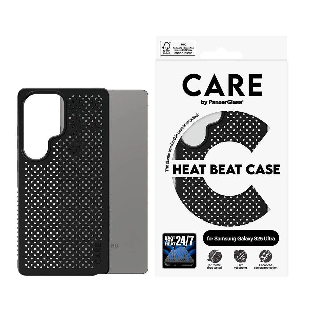 Fodral för Samsung Galaxy S25 Ultra S938, PanzerGlass, Care Feature Heat Beat, Svart