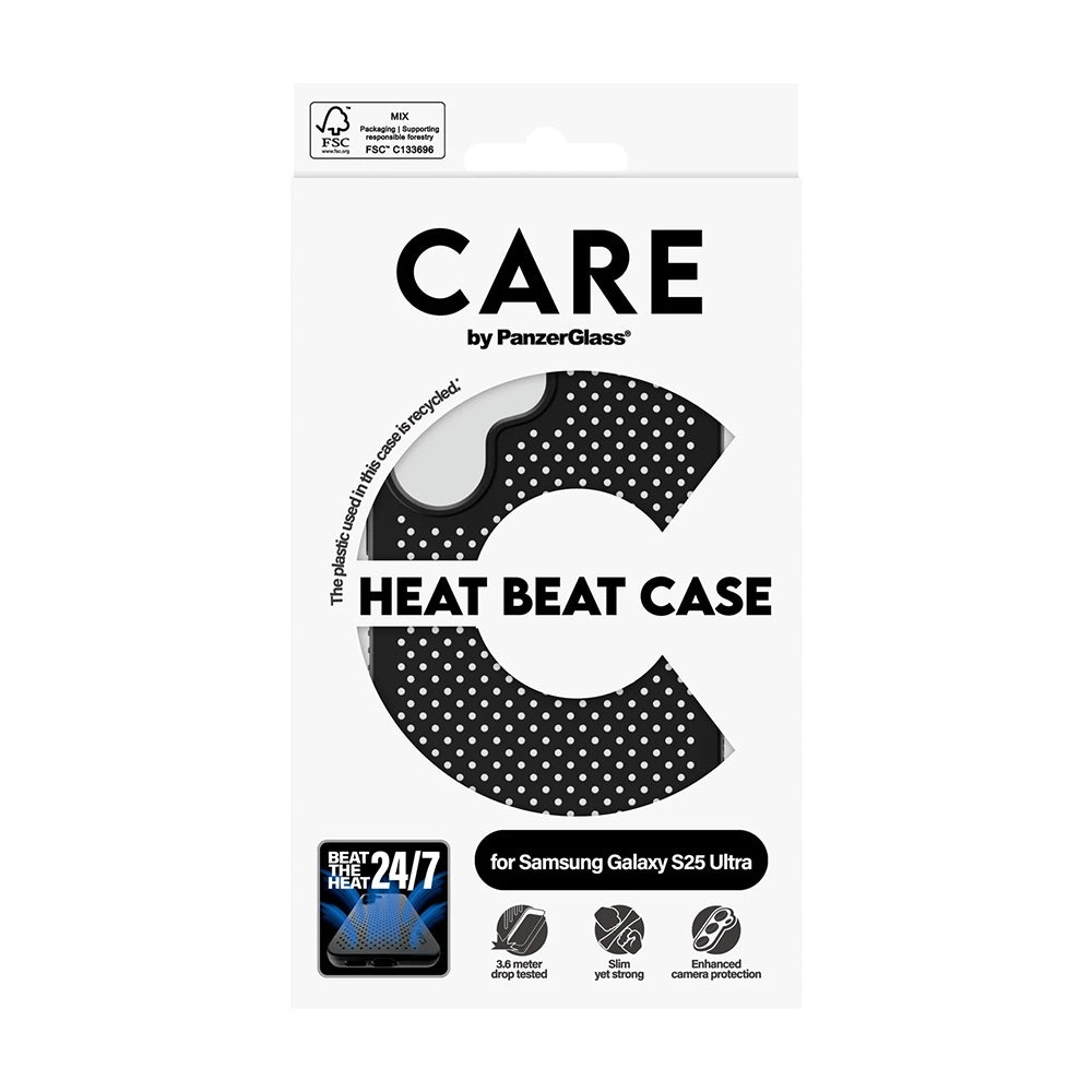 Fodral för Samsung Galaxy S25 Ultra S938, PanzerGlass, Care Feature Heat Beat, Svart