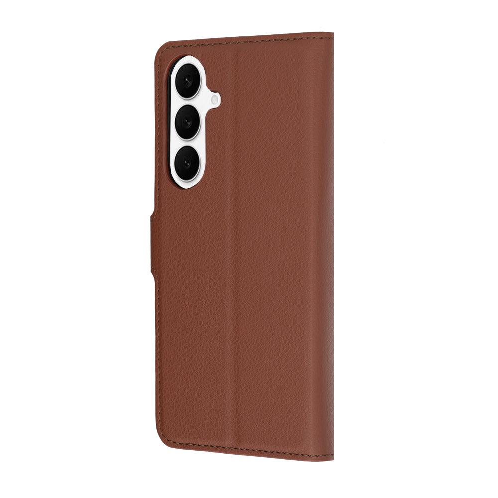 Fodral för Samsung Galaxy S26 FE S741 / S25 FE, Techsuit, Läderfolio, Brun