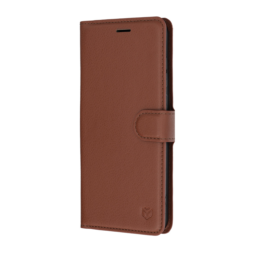 Fodral för Samsung Galaxy S26 FE S741 / S25 FE, Techsuit, Läderfolio, Brun
