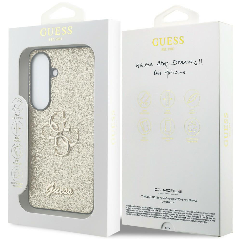 Fodral för Samsung Galaxy S26 S942, Guess, Fixed Glitter Big 4G Metal Frame, Guld